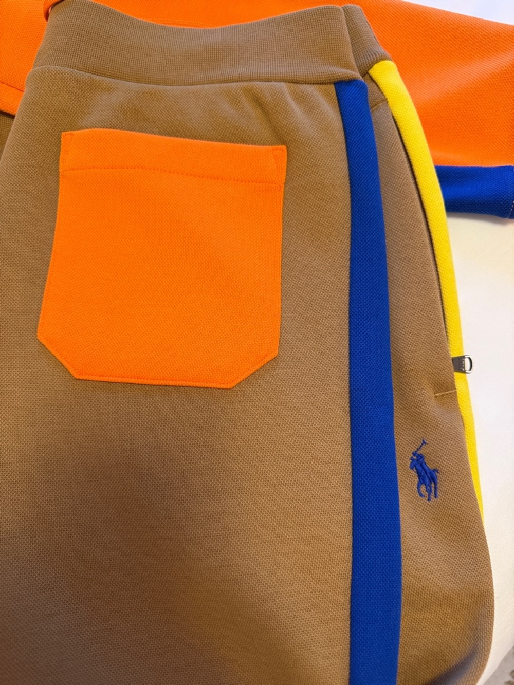 Polo by Ralph Lauren Orange and Brown Colorblock Jogger Set - Picture 2 of 11